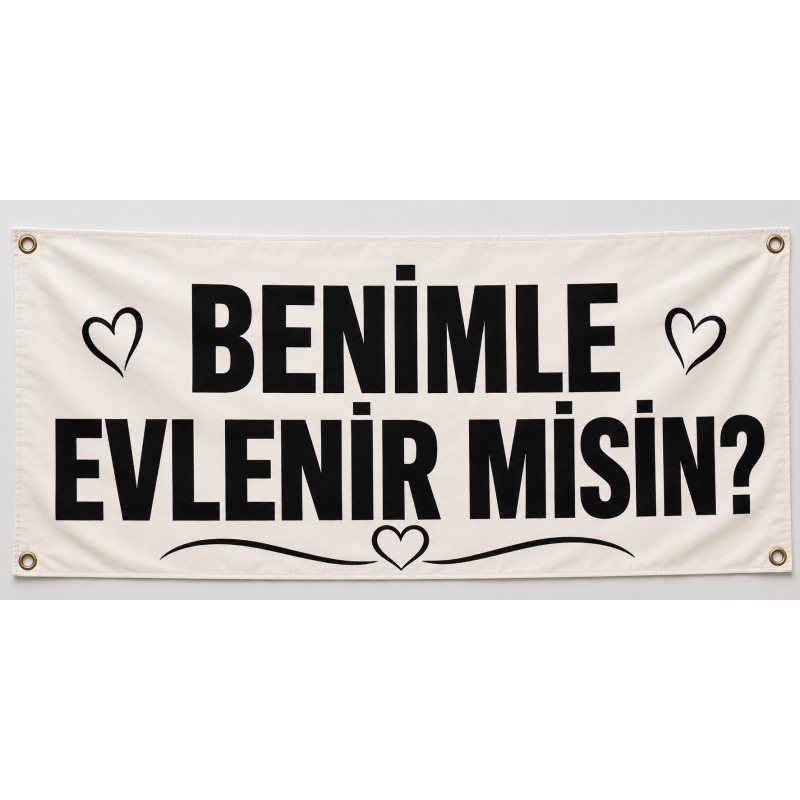 Benimle Evlenir misin? Kumaş Yazısı