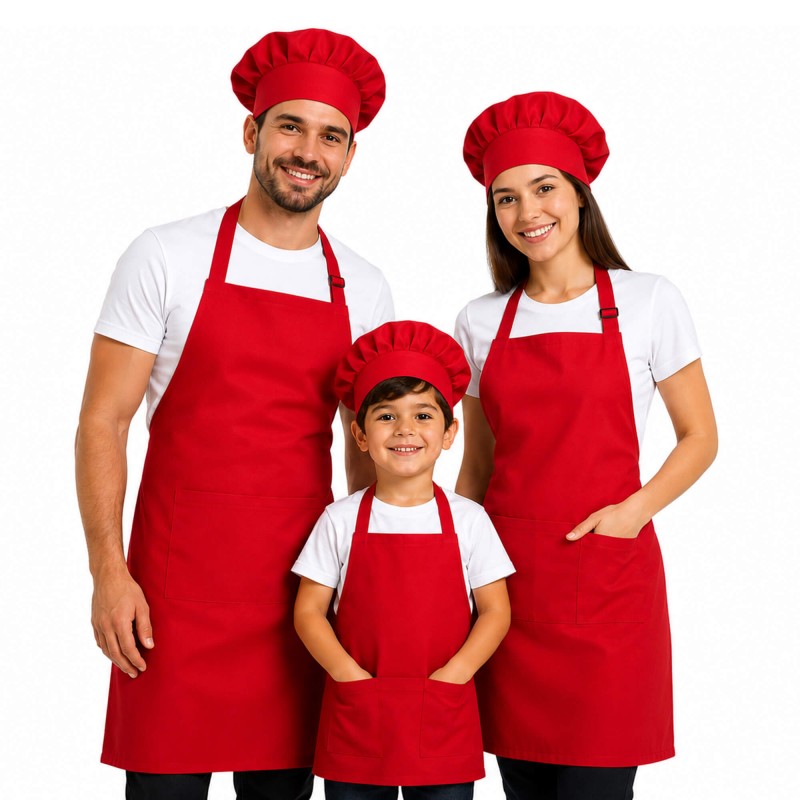 Baskısız Anne Baba Çocuk Mutfak Önlüğü Takımı
