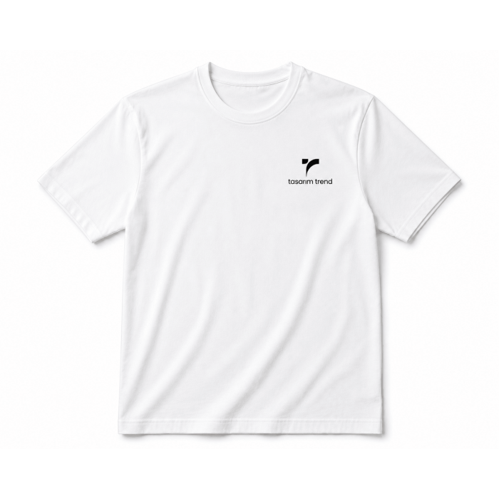 Unisex Bisiklet Yaka Logo Baskılı Tişört
