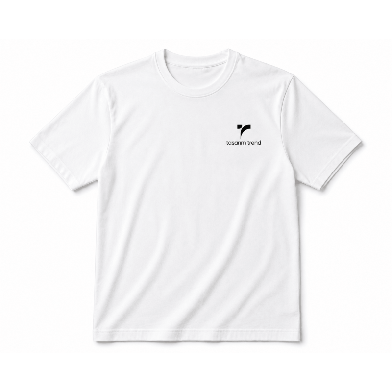 Unisex Bisiklet Yaka Logo Baskılı Tişört